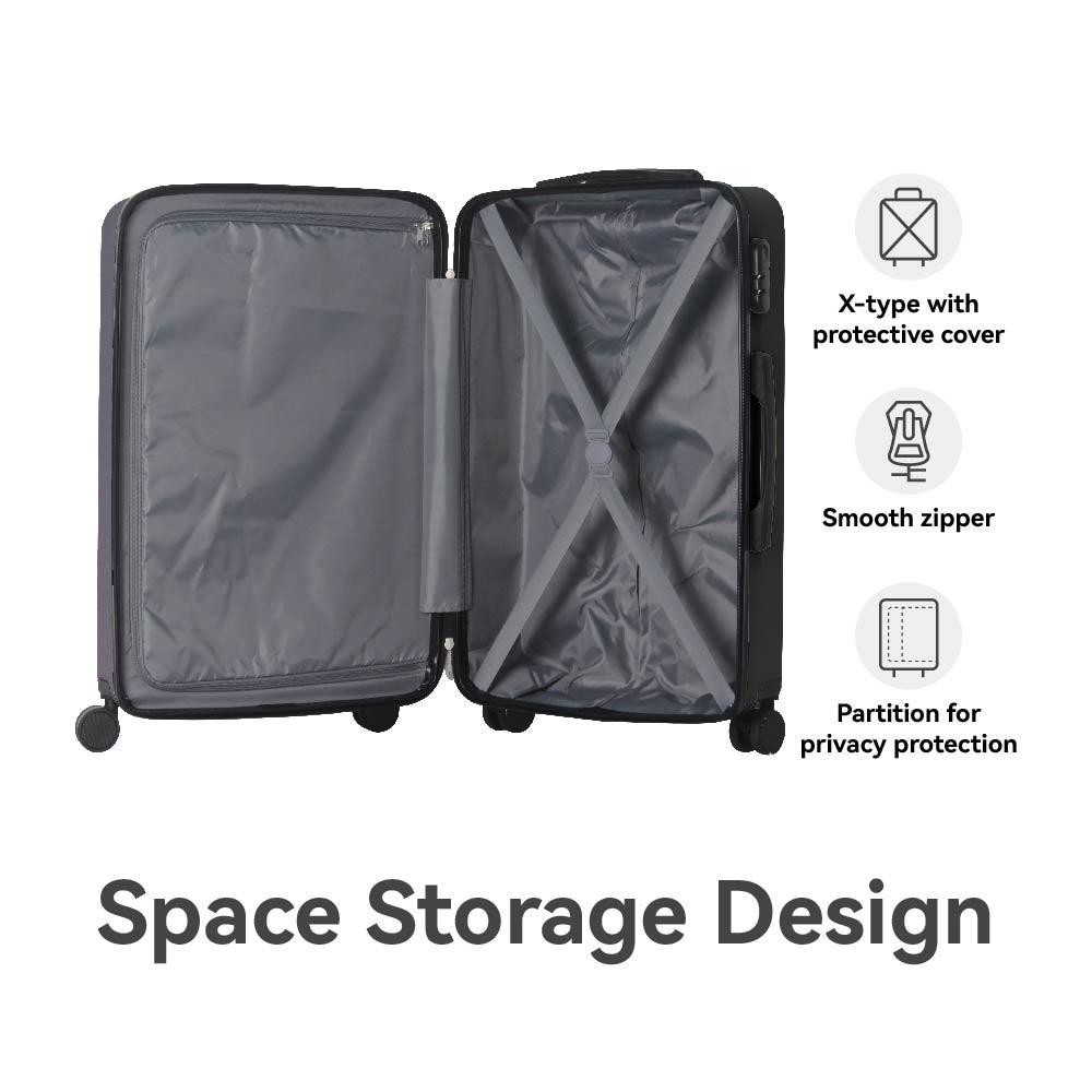 Luggage Sets ABS Hardshell 3pcs Luggage, Lightweight Durable Suitcase Sets Spinner Wheels Suitcase 20''24''28'' (BLACK)_voghion.com